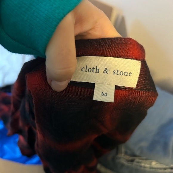 Cloth & Stone Red Plaid Tie Front Flannel Top - Picture 4 of 5